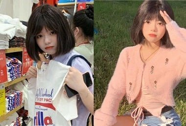 สาวสวยสวมแว่นตาช่วยตัวเอง